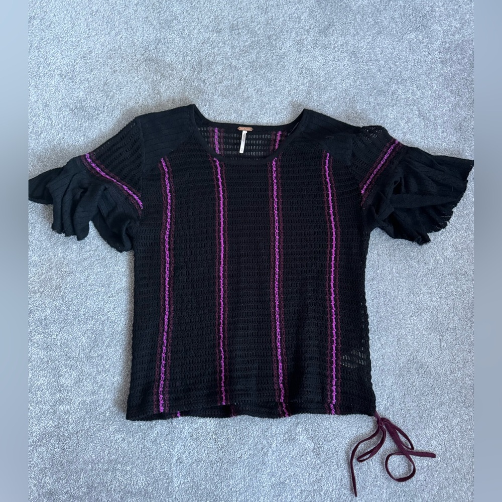 Free People Black and Pink Top